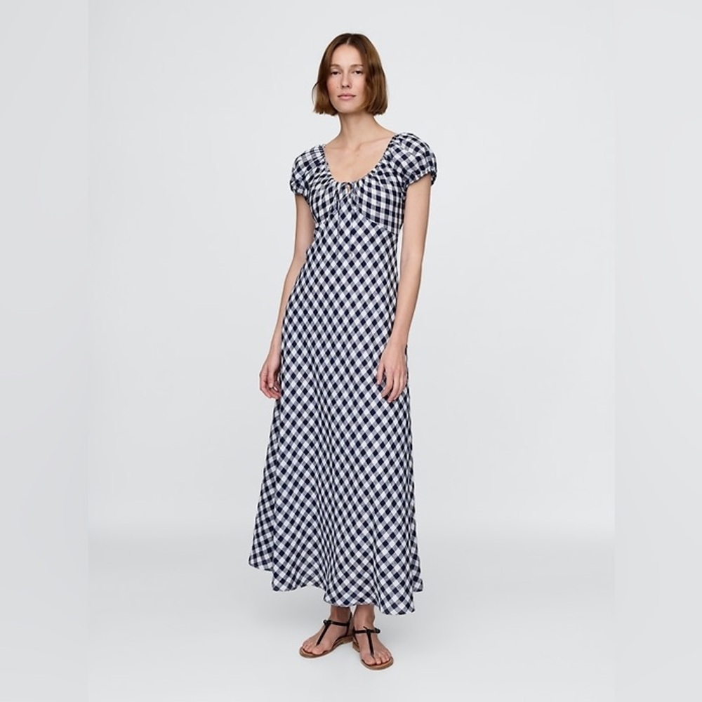 NWOT GAP x DOEN Linen Gingham Midi Dress